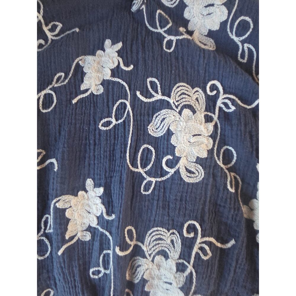 Lauen Michelle 100 %  Cotton / Blue Embroidered Shirt - Picture 7 of 9